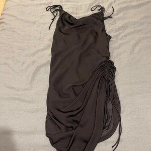 SATIN RUCHED EVENING DRESS